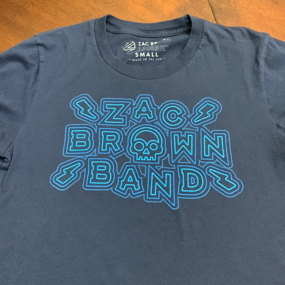 Zac Brown 2019 Down The Rabbit Hole Live Tour Blue Short Sleeved Shirt Size M